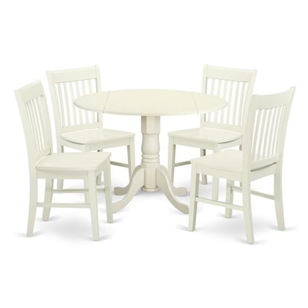 East West Furniture East West Furniture DLNO5-LWH-W 5 Piece Dublin Kitchen Table Set DLNO5-LWH-W